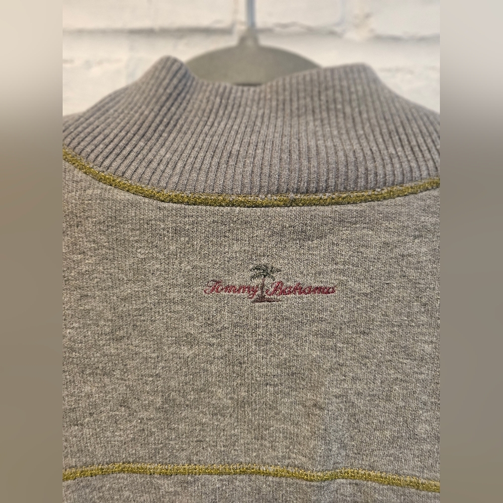 Mens Tommy Bahama REVERSIBLE Olive And Gray Zip-Up Sweater - Picture 5 of 7